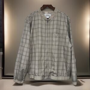 Liz Golf Claiborne Women’s XL Full Zip Windbreaker Beige Plaid Mesh Lining